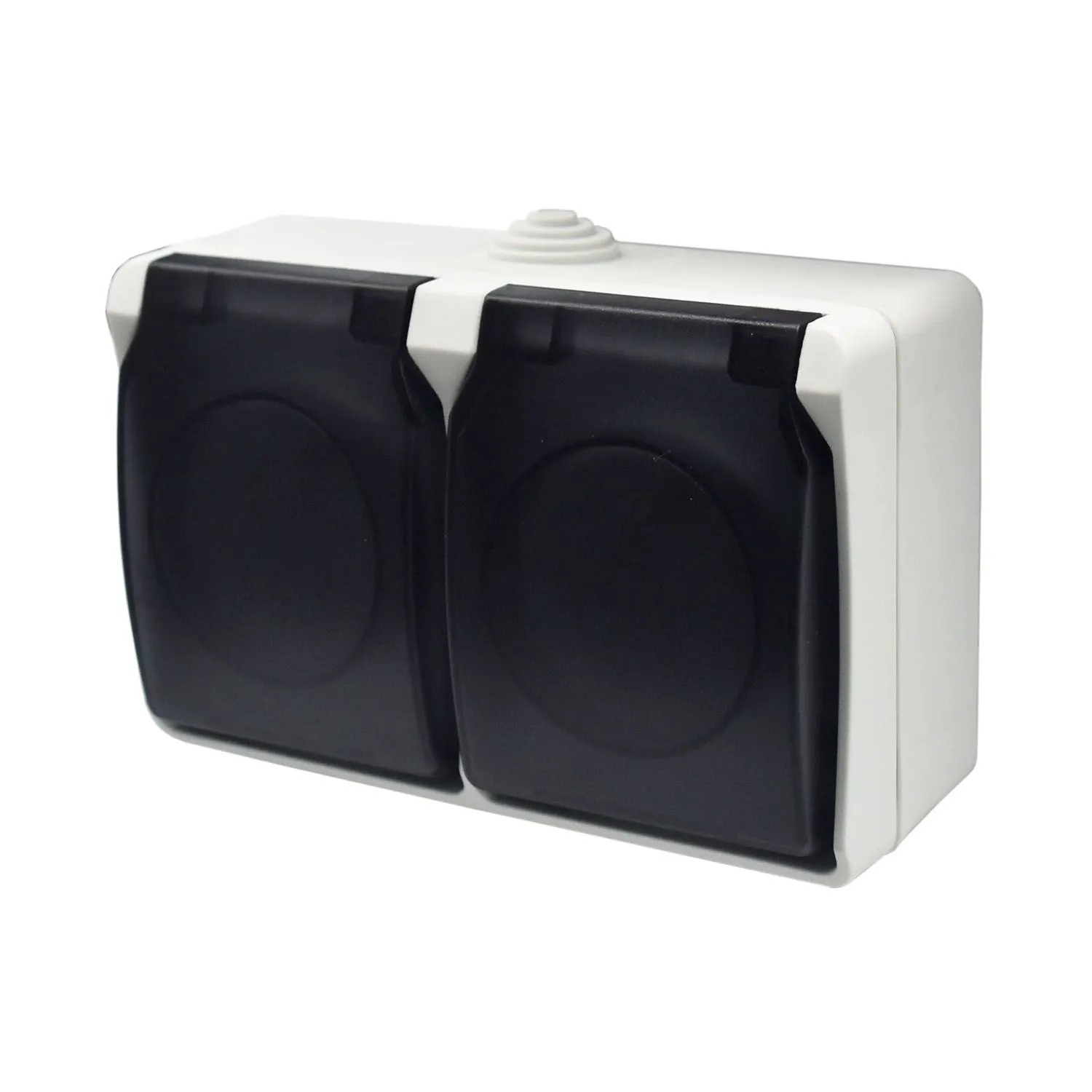 Düwi Gniazdo Aqua Plus podwójne z klapką dymną 2P+Z białe IP44