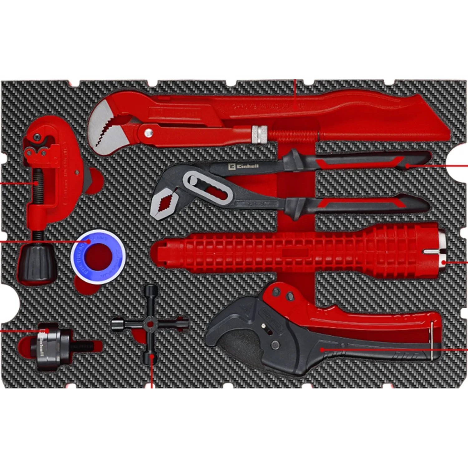 Einhell Wkład piankowy z narzędziami hydraulicznymi do walizki E-CASE - 8 cz.