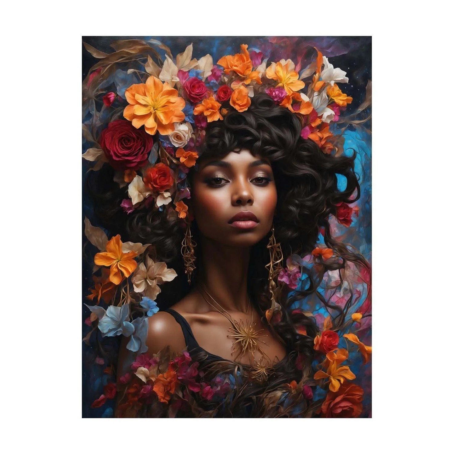 Frames Factory Obraz CANVAS kobieta w wianku 60 x 80 cm