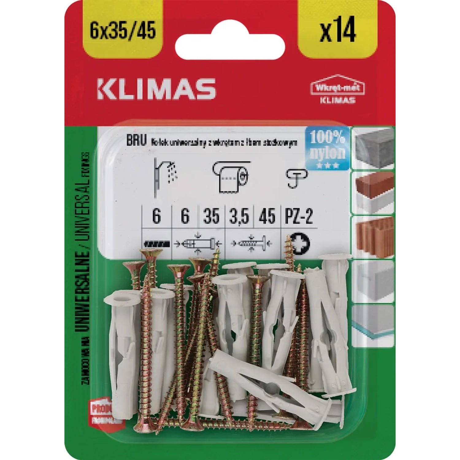 Wkręt-met Kołek uniwersalny z łbem stożkowym 6 mm x 45 mm