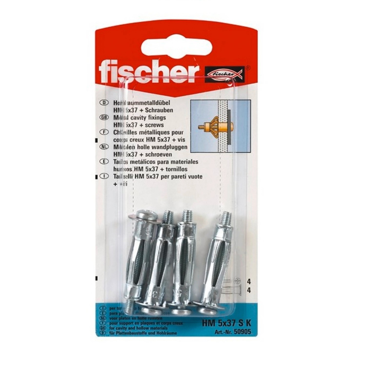 Fischer Kołek metalowy HM 5x37 SK 4 sztuki