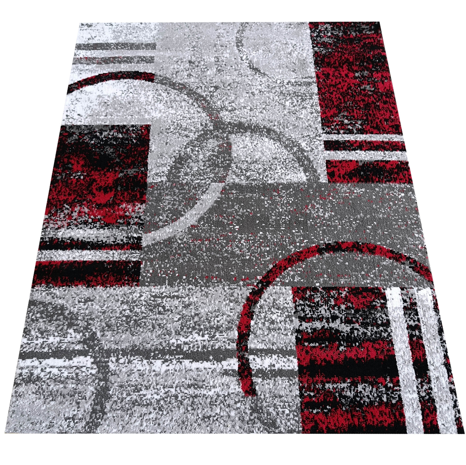 Dywan nowoczesny Selma 19 - szaro - czerwony