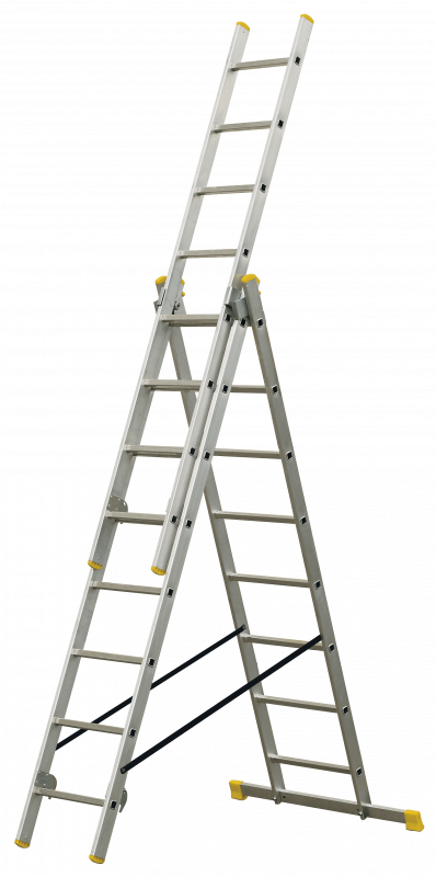 Drabina aluminiowa TG-DW 3x7 stopni Bayersystem, srebrny