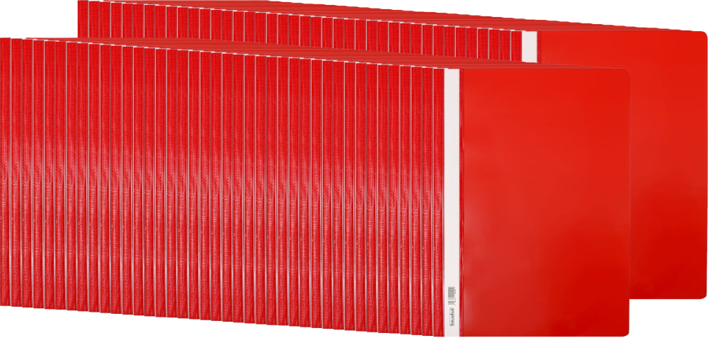 80x Skoroszyt plastikowy bez oczek Biurfol, twardy, A4, do 200 kartek, czerwony