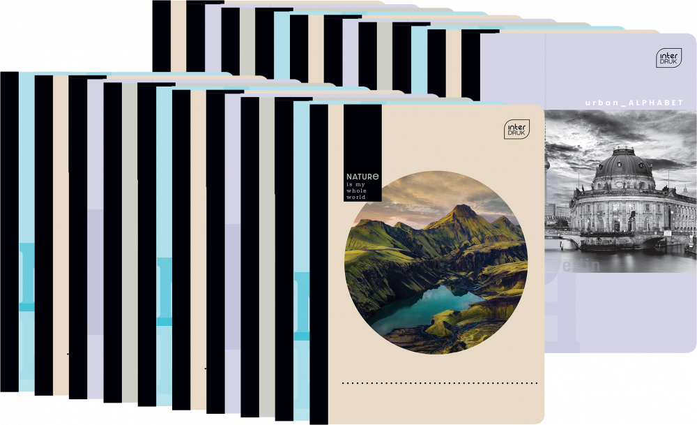 20x Zeszyt w kratkę Interdruk UV Black & White, A5, 60 kartek, mix wzorów