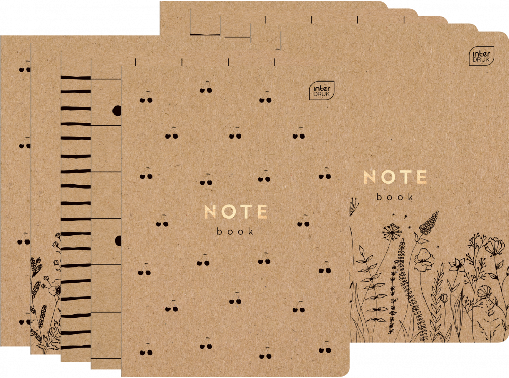10x Zeszyt gładki Interdruk HS Kraft, A5, 60 kartek, mix wzorów