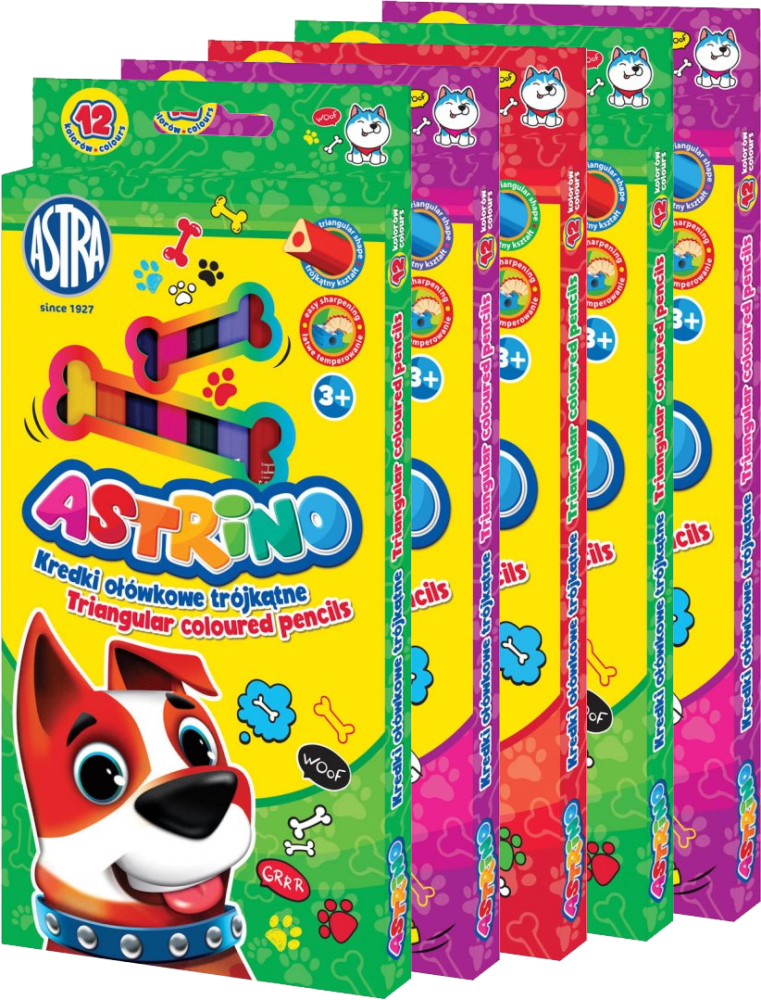 5x Kredki ołówkowe Astra Astrino, trójkątne, 12 sztuk, mix kolorów
