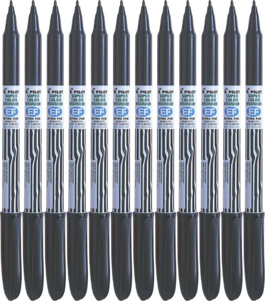 12x Marker do płyt CD i DVD Pilot, SCA-EF, okrągła, 2mm, czarny