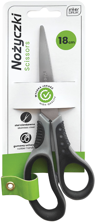 Nożyczki Interdruk, 18cm, szaro-czarny