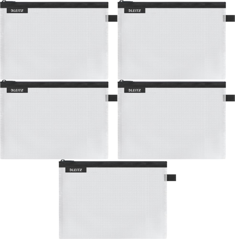 5x Koszulka/kosmetyczka z suwakiem Leitz Wow, wodoodporna, czarny