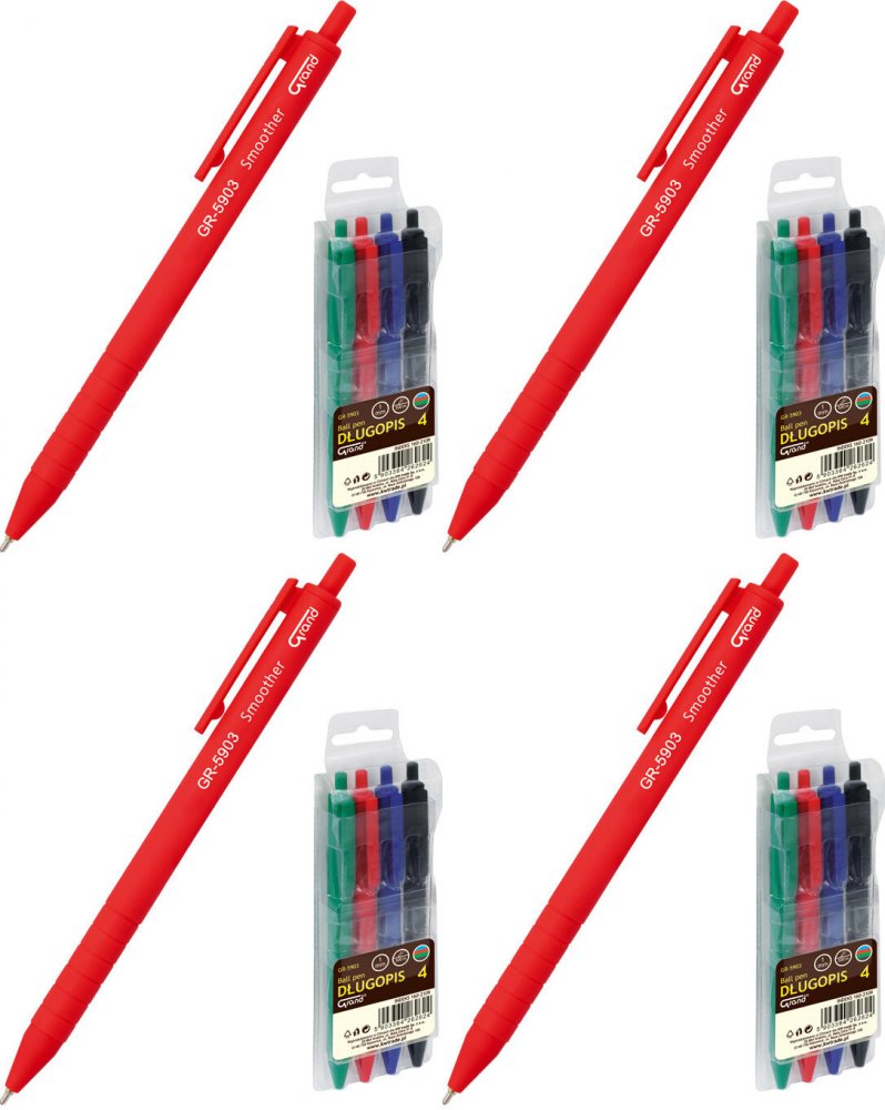 4x Długopis automatyczny Grand GR 5903, 1mm, 4 sztuki, mix kolorów