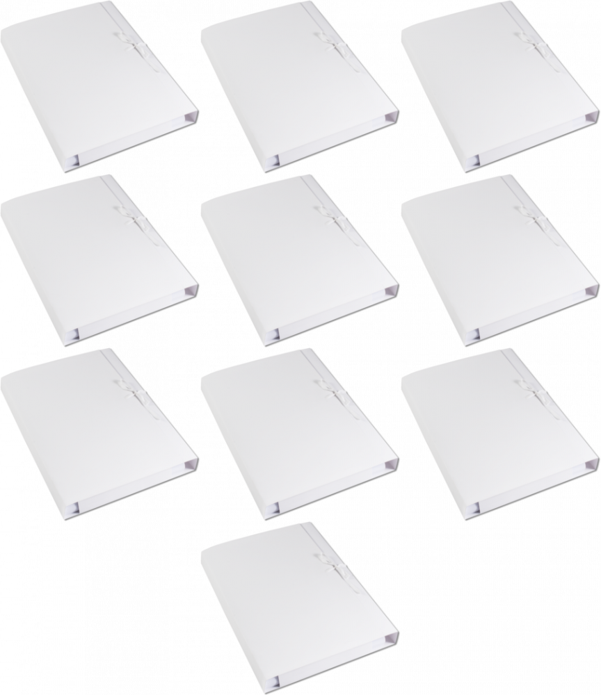 10x Teczka wiązana Barbara, A4, kartonowa, 400g/m2, 50mm, biały