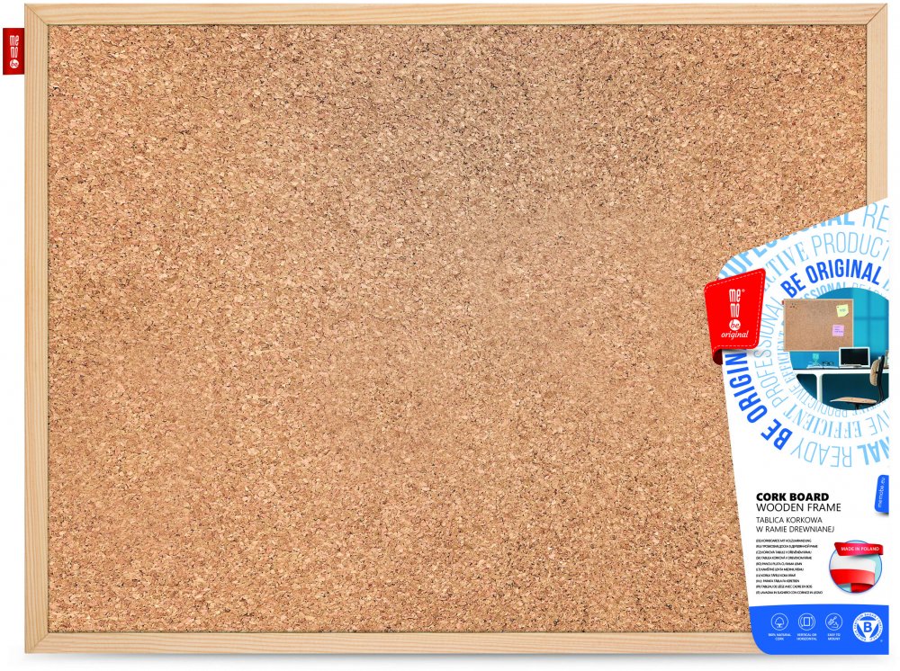 Tablica korkowa MemoBe, w ramie drewnianej, 60x45cm, brązowy