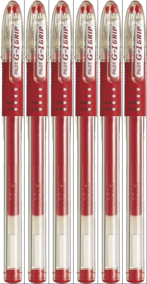 6x Długopis żelowy Pilot, G1 Grip, 0.5mm, czerwony