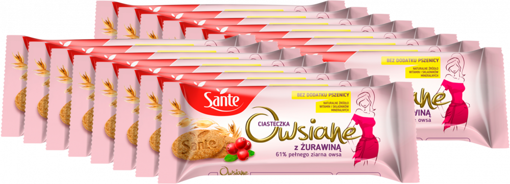 16x Ciasteczka owsiane Sante, żurawinowy, 135g
