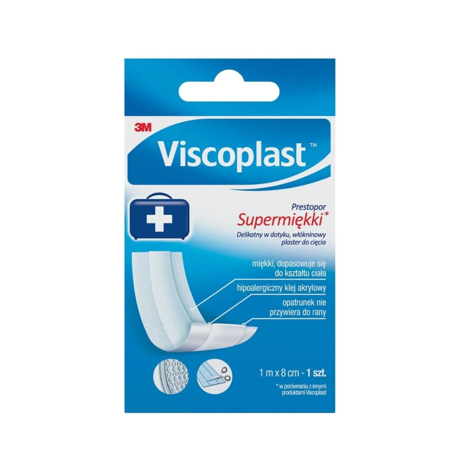 Viscoplast prestopor - supermiękki plaster do cięcia z opatrunkiem, 1 m x 8 cm, 1 sztuka