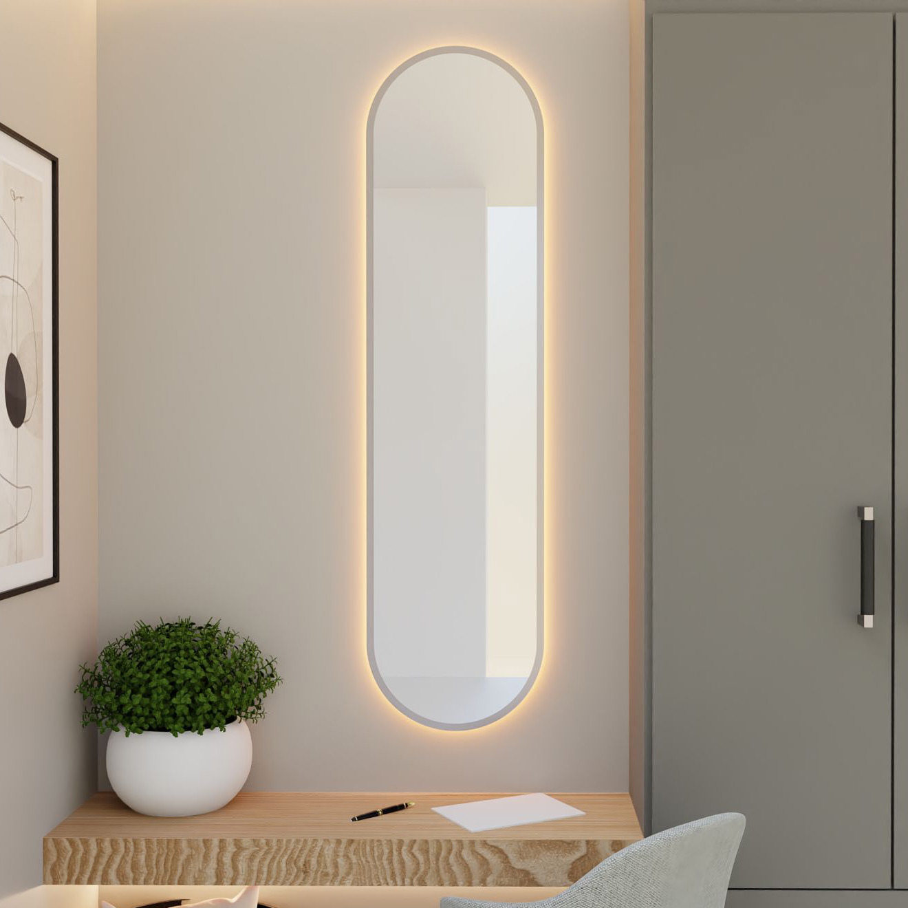 Baltica Design Tiny Border Pastille lustro 155x40 cm z oświetleniem LED srebrne barwa neutralna