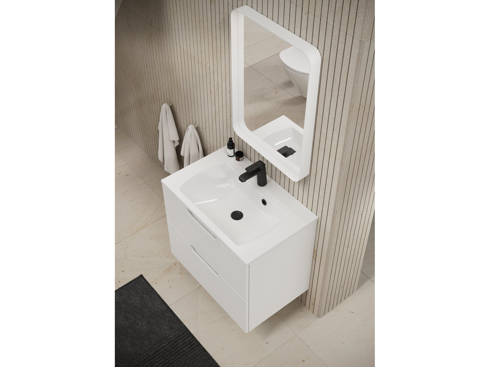 Ravak Strip lustro 90,6x70,6 cm prostokątne z oświetleniem biały X000001568