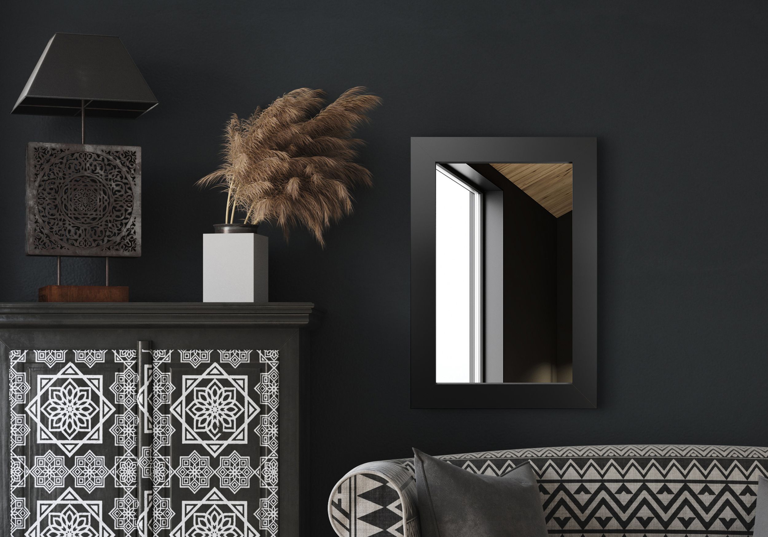 Styler Jyvaskyla lustro prostokątne 86x60 cm czarne LU-12329