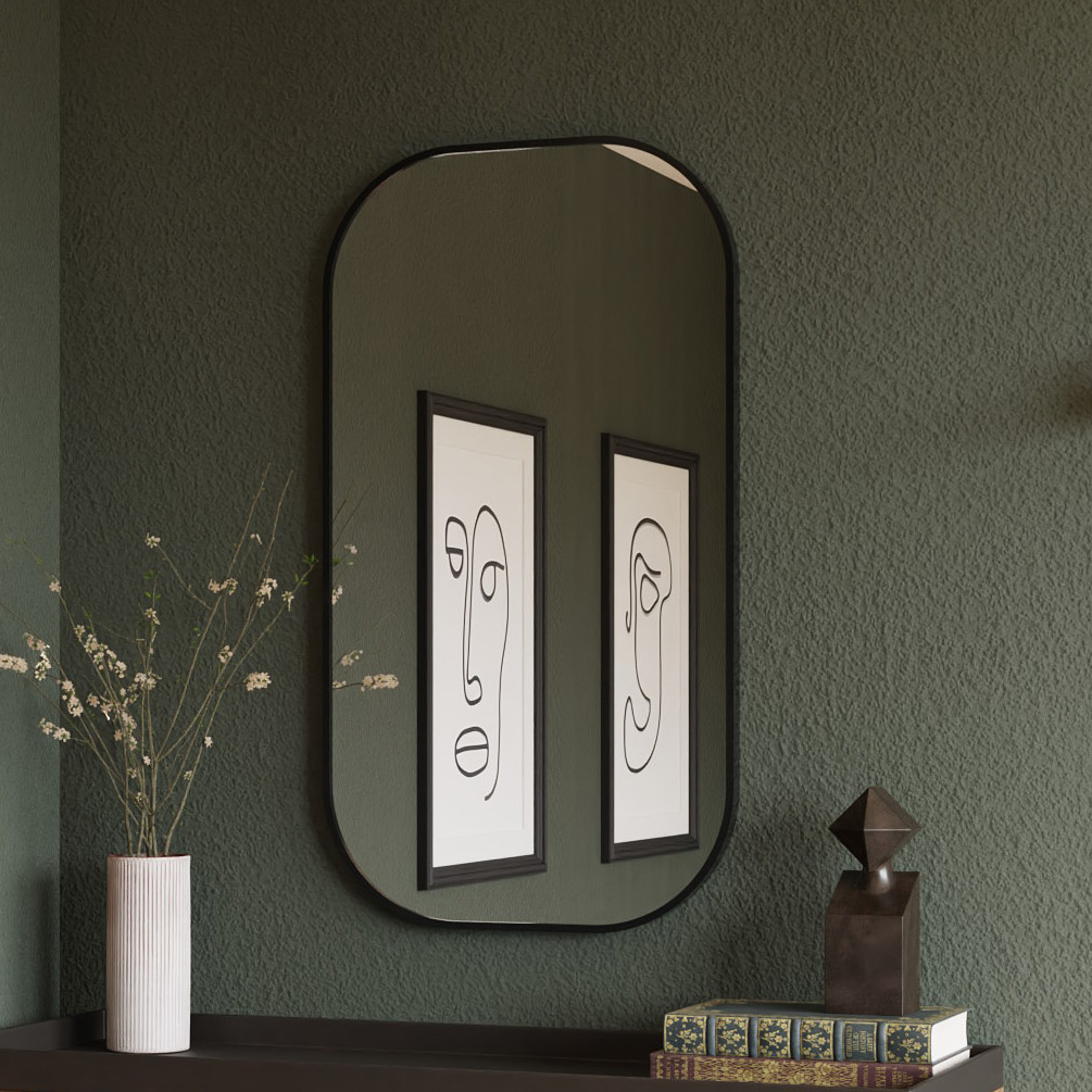 Dubiel Vitrum Luis lustro łazienkowe 50x90 cm owalne rama czarna - Wysyłka w 24h