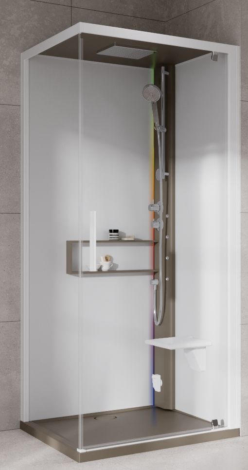 Novellini Glax 2 2.0 G+F kabina z hydromasażem 90 cm kwadratowa prawa parowa z brodzikiem corda G22GF90DT5-1TU