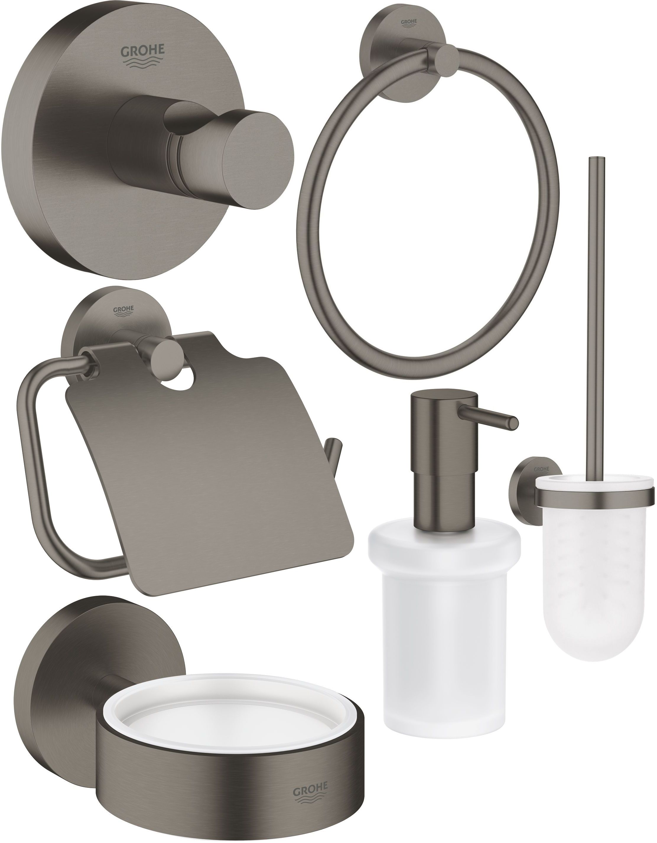 Grohe Essentials zestaw akcesoriów łazienkowych brushed hard graphite (40364AL1, 40367AL1, 40374AL1, 40365AL1, 40369AL1, 40394AL1) - Wysyłka w 24h