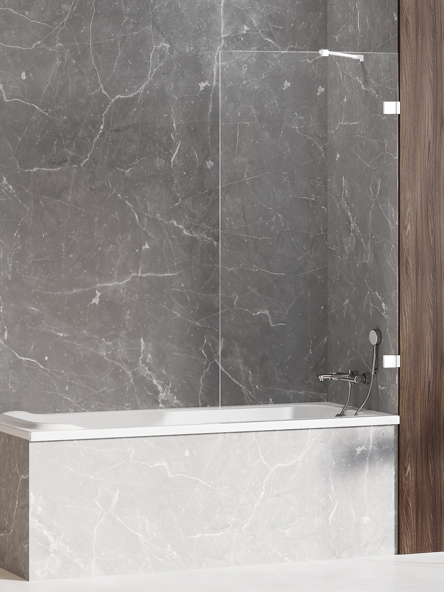 New Trendy Avexa White parawan nawannowy 70 cm 1-częściowy biały mat/szkło przezroczyste EXK-2962