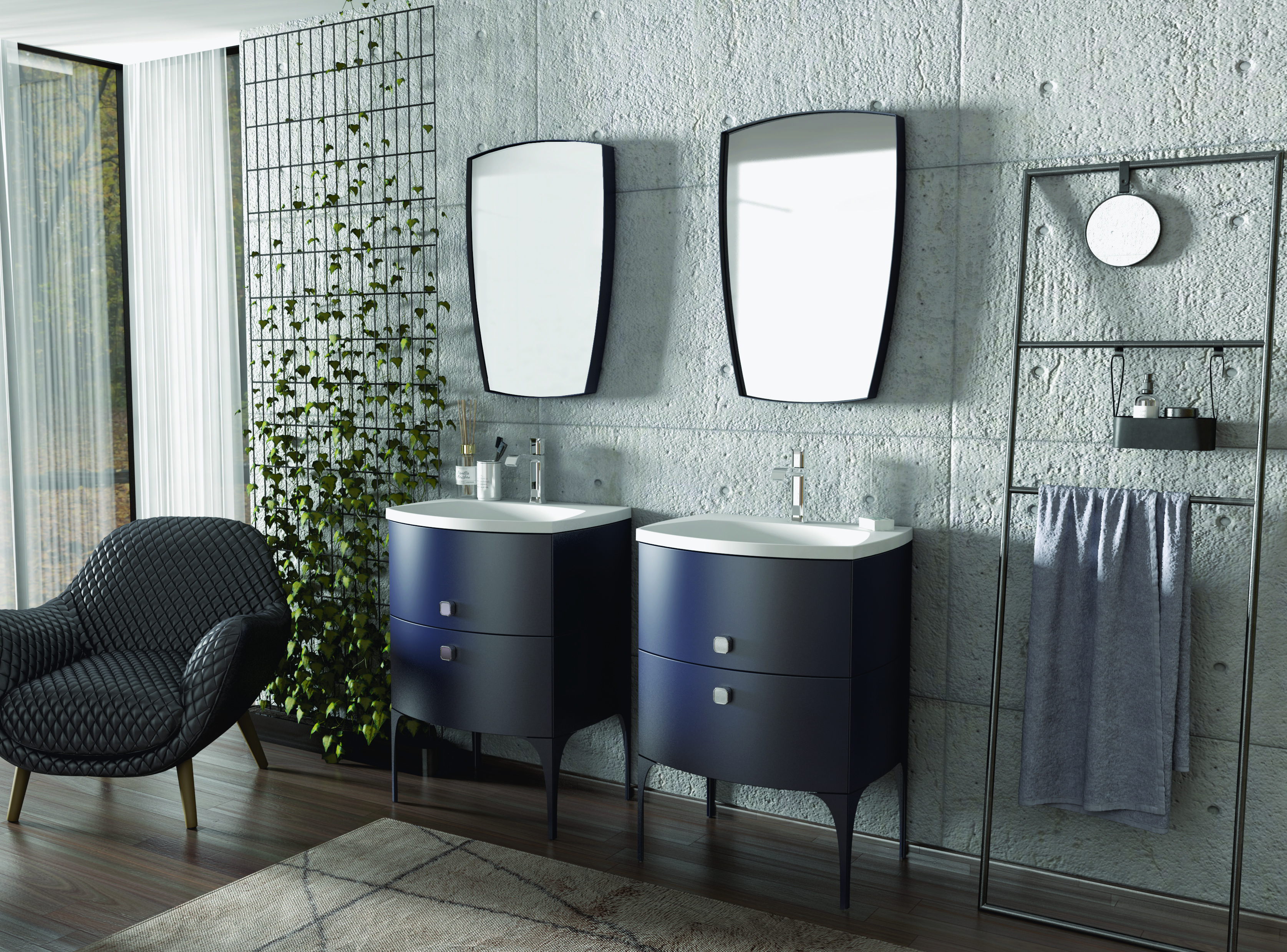 Oristo Louis lustro 72x50 cm granatowy mat OR50-L-RA-50-14