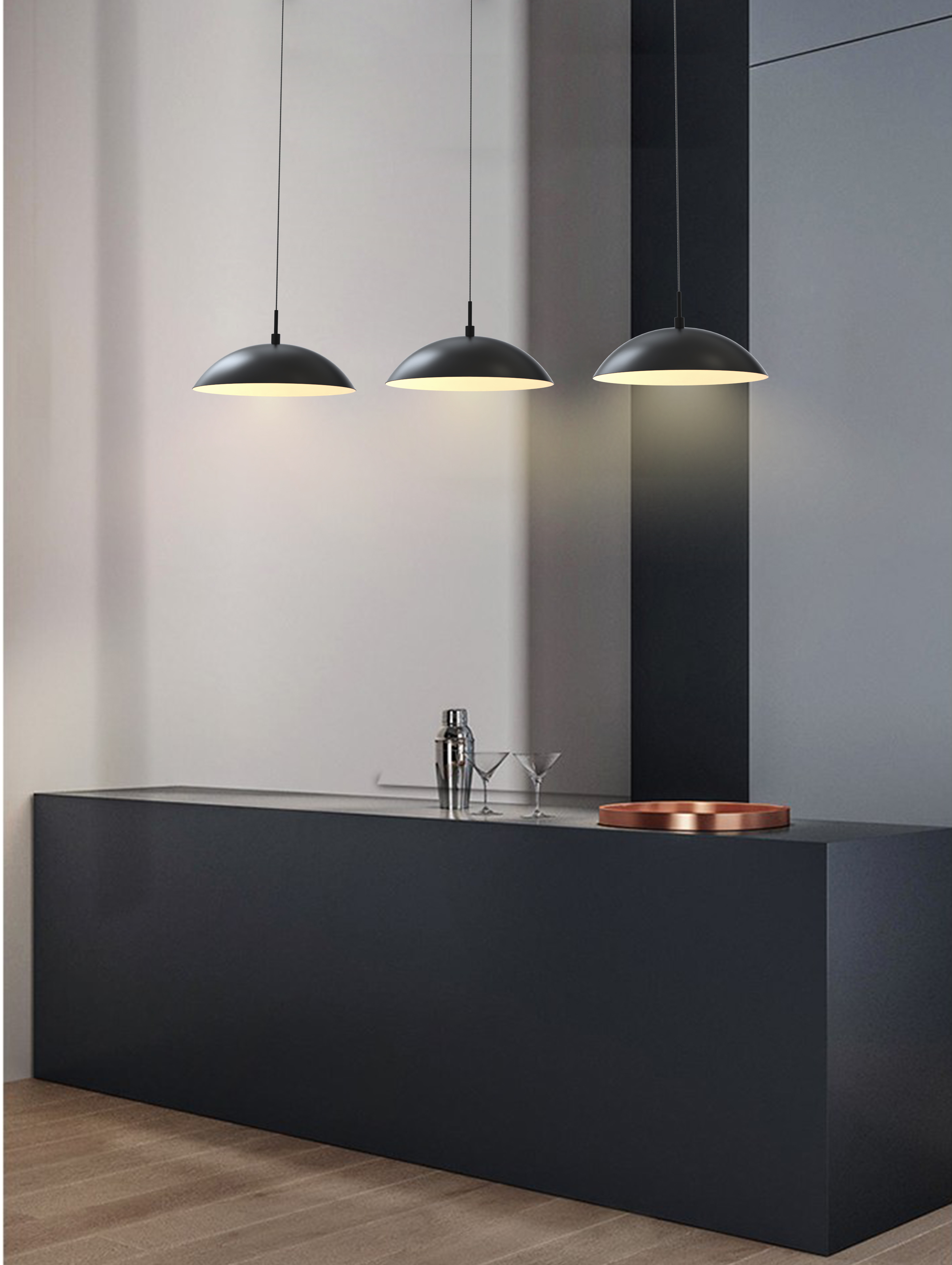 Wofi Rosskoff lampa wisząca 3x9,7 W czarna 7001-304