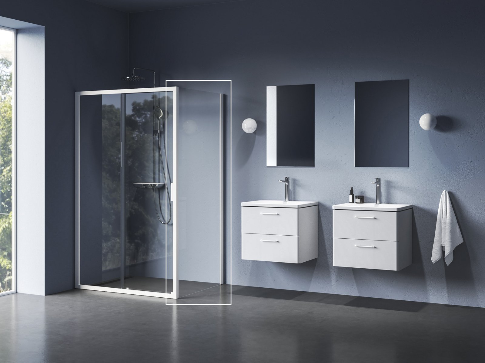 Ravak Blix II ścianka prysznicowa NBLPS 90 cm biały mat/szkło przezroczyste 9BM70E00Z1