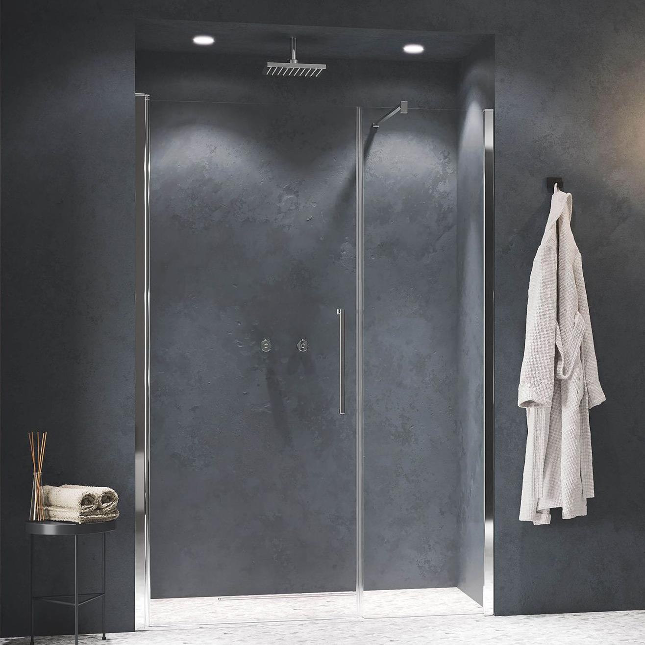 Novellini Young 2.0 F1B ścianka prysznicowa 57 cm boczna srebrna/szkło przezroczyste Y2F1B57-1B