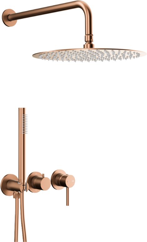 KFA Armatura Moza Rose Gold zestaw wannowo-prysznicowy podtynkowy z deszczownicą różowe złoto szczotkowane 5039-511-34