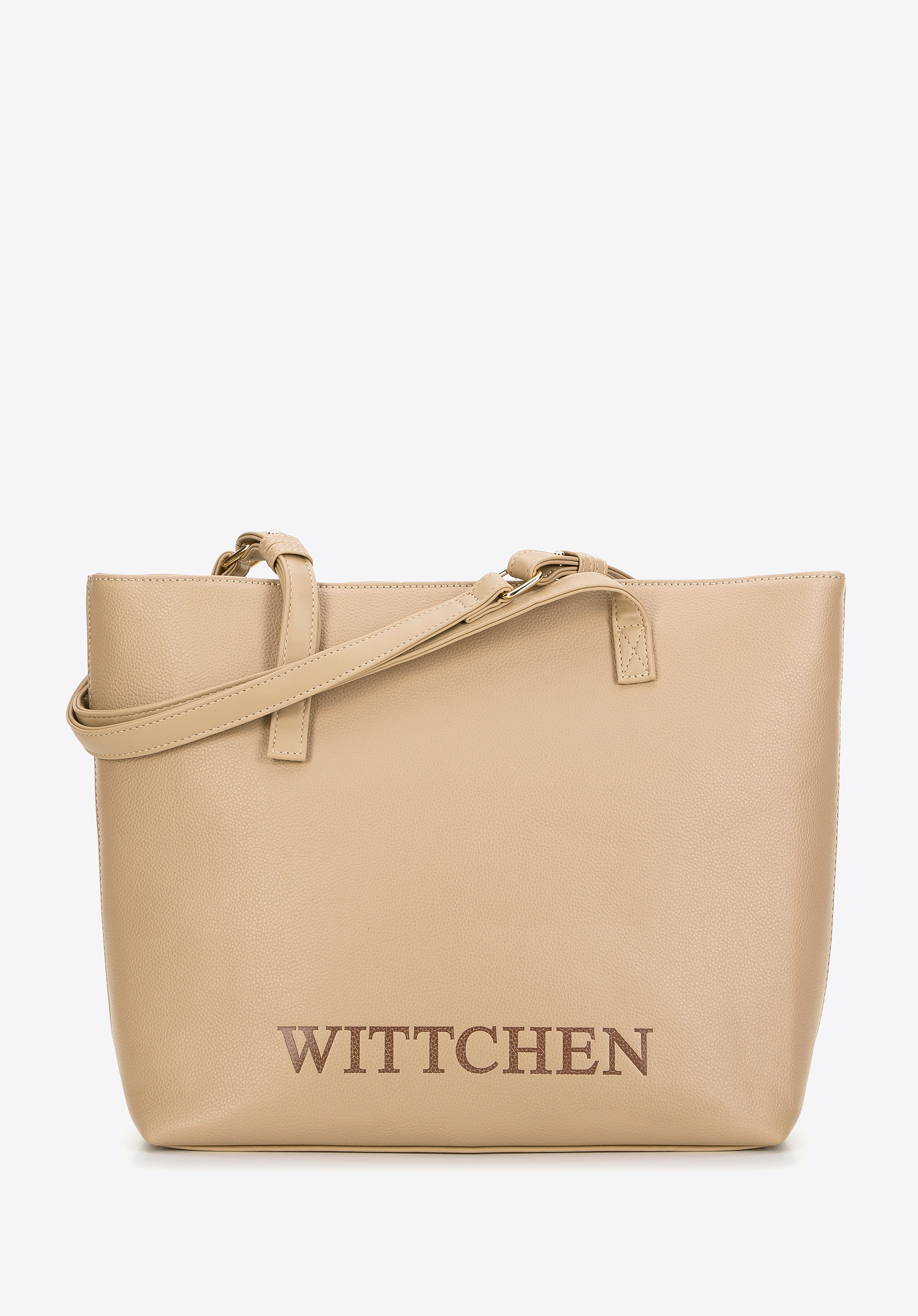 Damska torebka shopper z tłoczonym logo beżowa