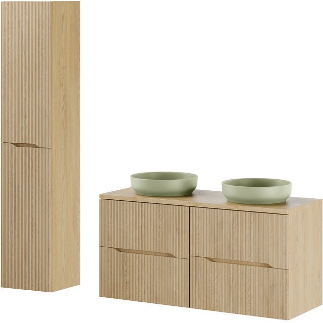 COMAD Zestaw mebli NORDIC CREMONA 2 szafki z blatem 120 cm, 2 umywalk