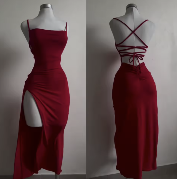 Sukienka maxi z wycięciem i wiązanym tyłem 224