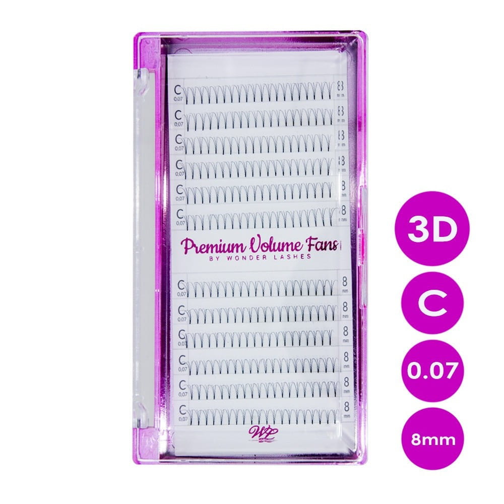 Rzęsy Premium Volume Wonder Lashes Fans metoda objętościowa 3D C 0.07 8 mm