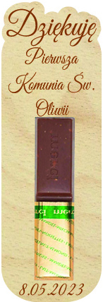 Podziękowanie dla gości MERCI czekoladki prezent z życzeniami na Komunię Roczek Urodziny Ślub Chrzest Święty IMIĘ grawer napis