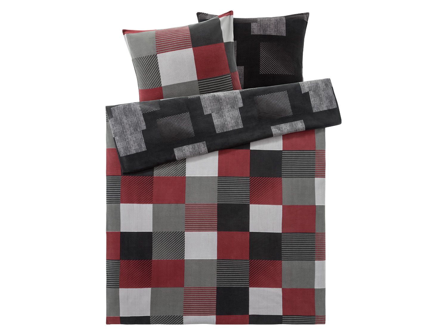 meradiso Pościel polarowa 220 x 200 cm Czerwony karo
