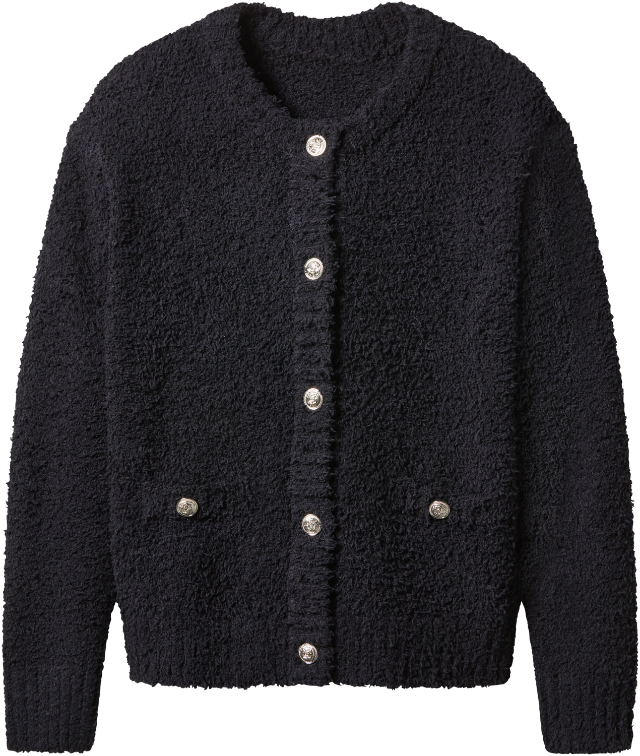 esmara Kardigan pluszowy damski Czarny, M 40/42