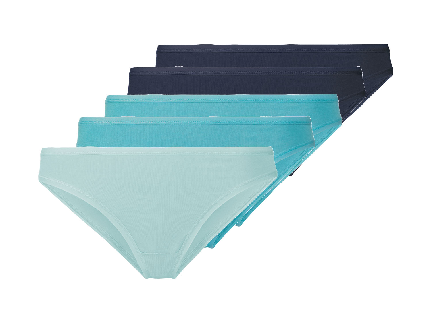 esmara Majtki damskie z bawełny, 5 par Granatowy/ turkusowy/ miętowy, S 36/38