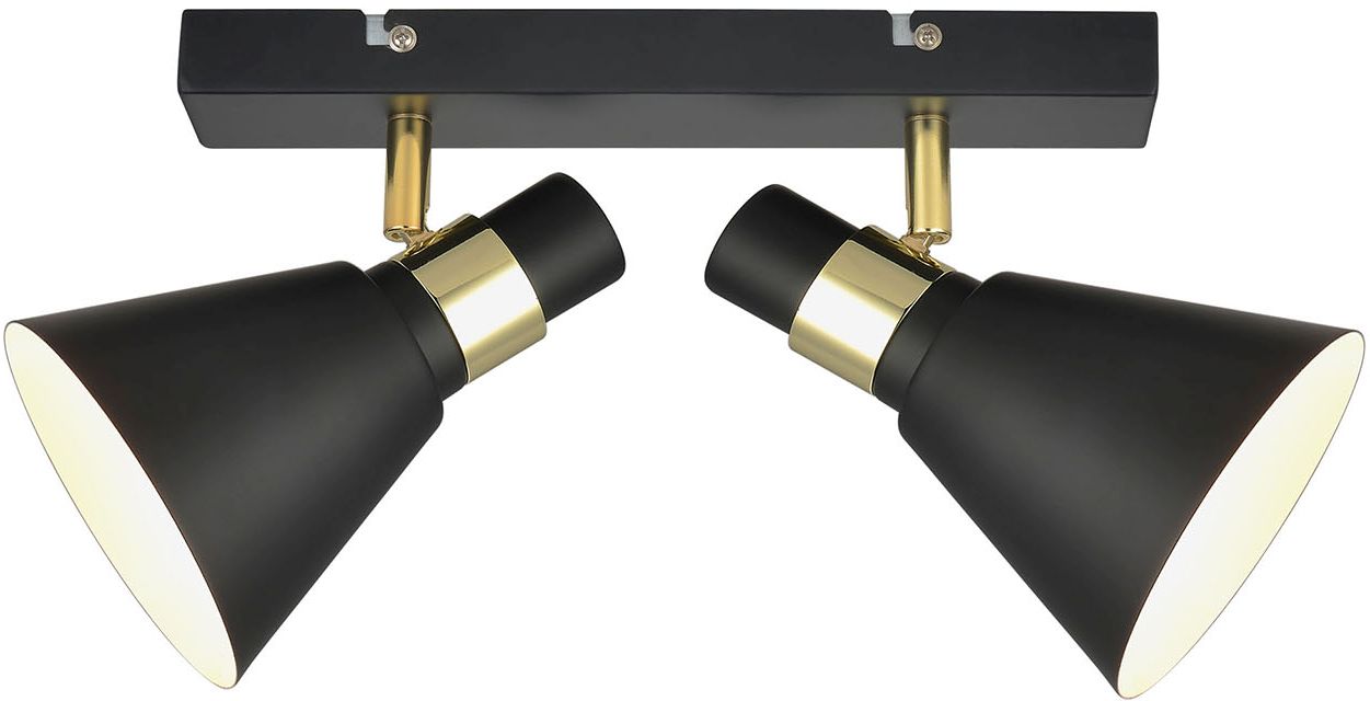 Darmowa Dostawa - Kinkiet 2x40 W biały-czarny-złoty Italux Biagio MBH16079M2