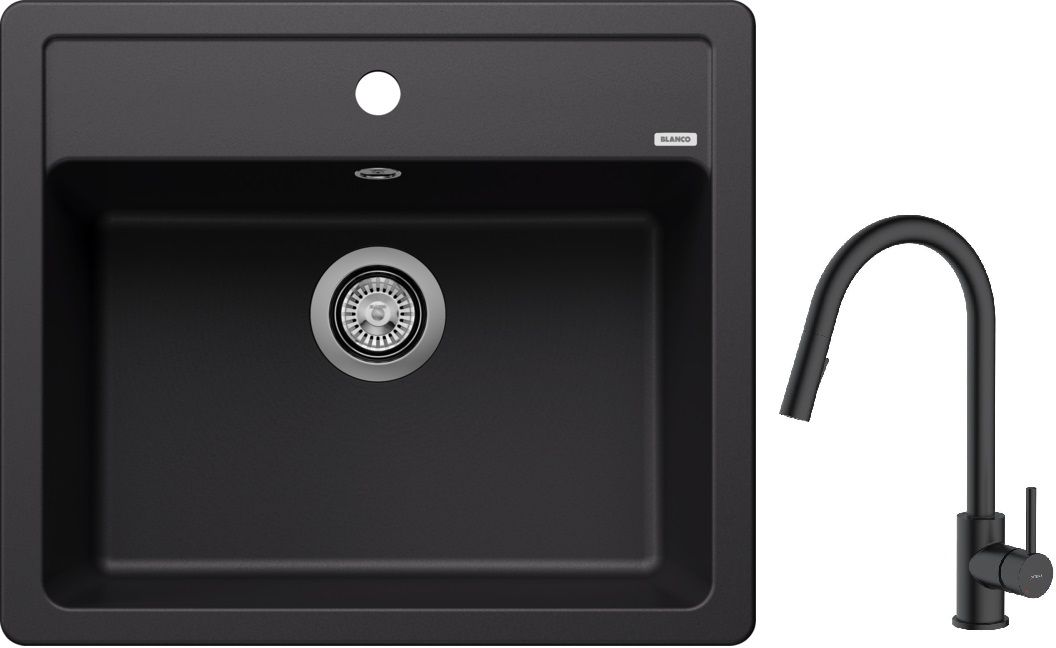 Darmowa Dostawa - Zlewozmywak z baterią czarny/czarny Blanco Legra 6 abset10051