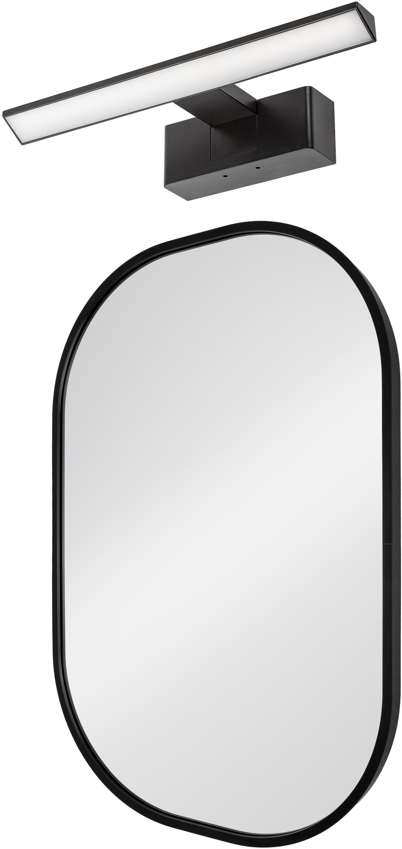 Darmowa Dostawa - Lustro z kinkietem 40x60 cm owalne z oświetleniem czarny Dubiel Vitrum Luis abset11040