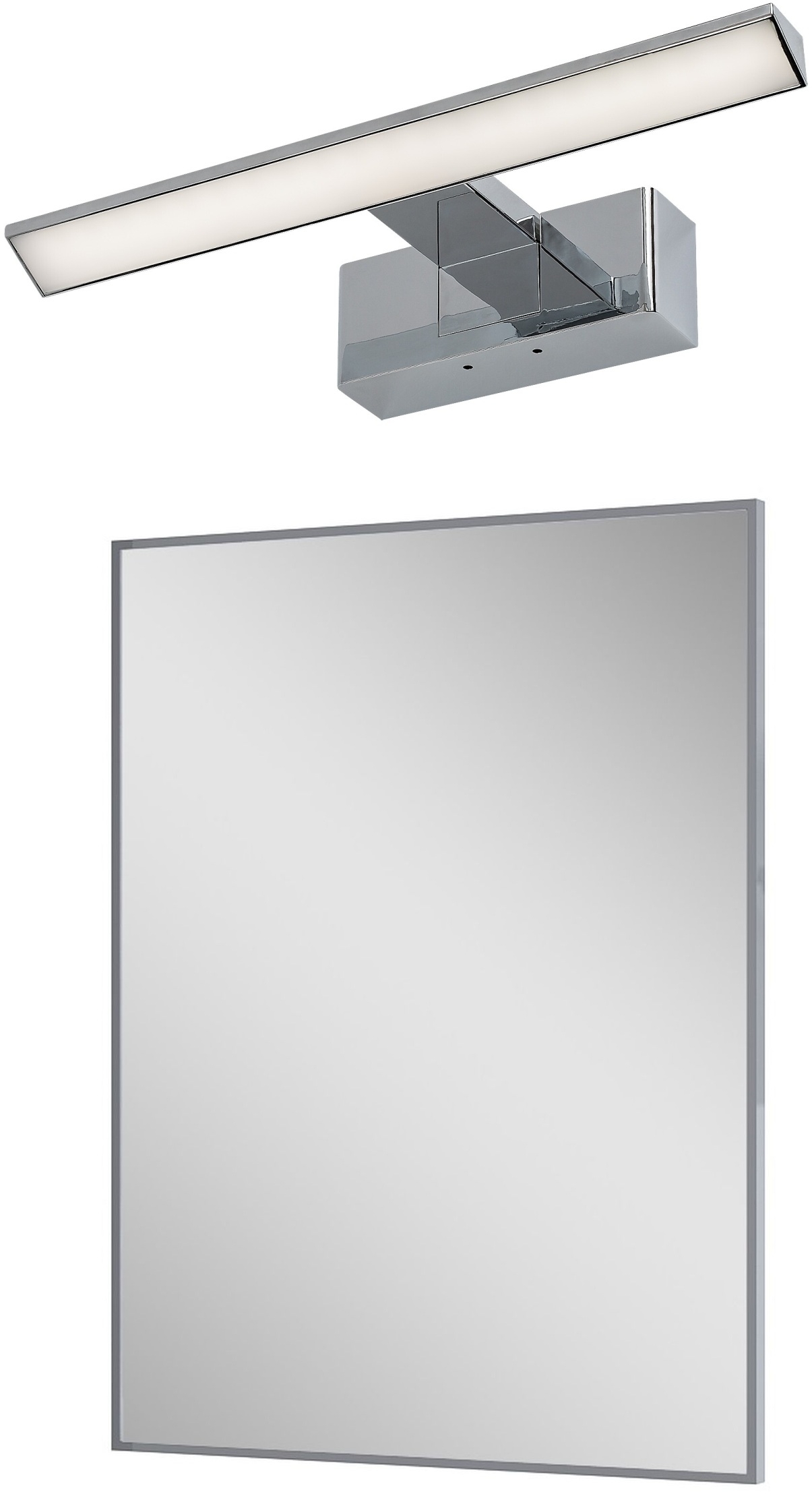 Darmowa Dostawa - Lustro z kinkietem 60x80 cm prostokątne z oświetleniem chrom Elita abset11043