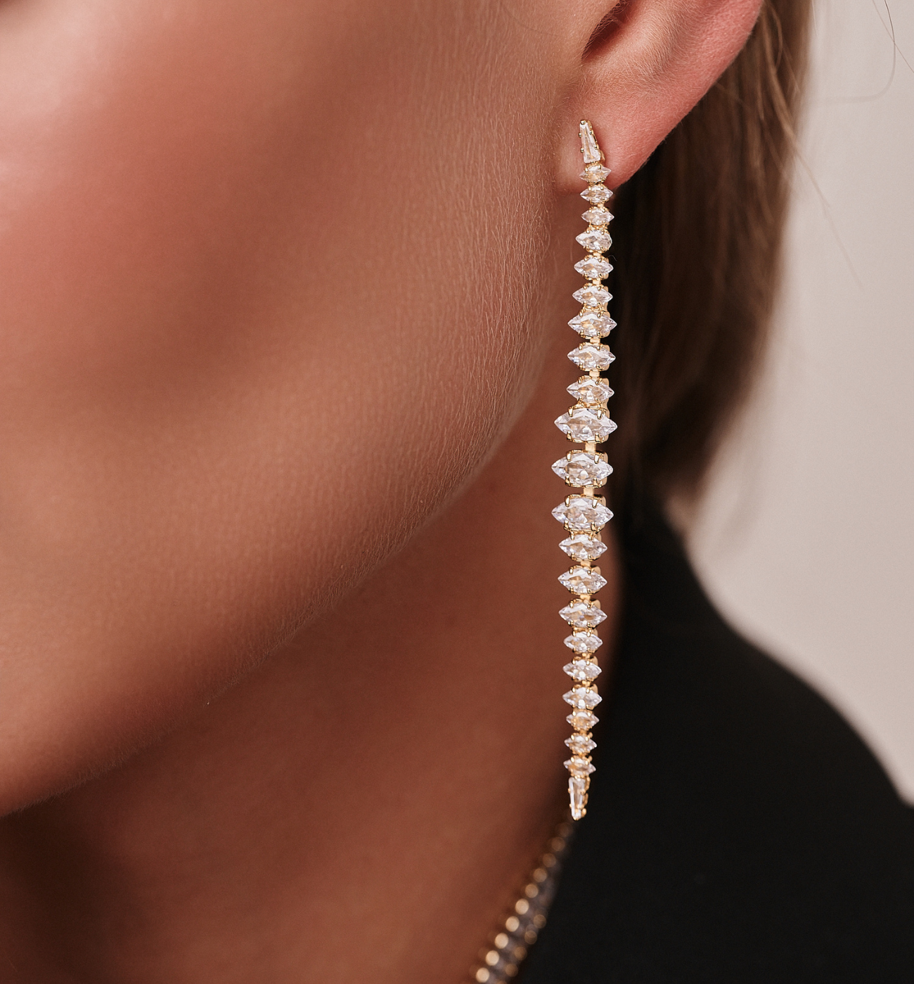 Kolczyki z kryształami złote - By Dziubeka