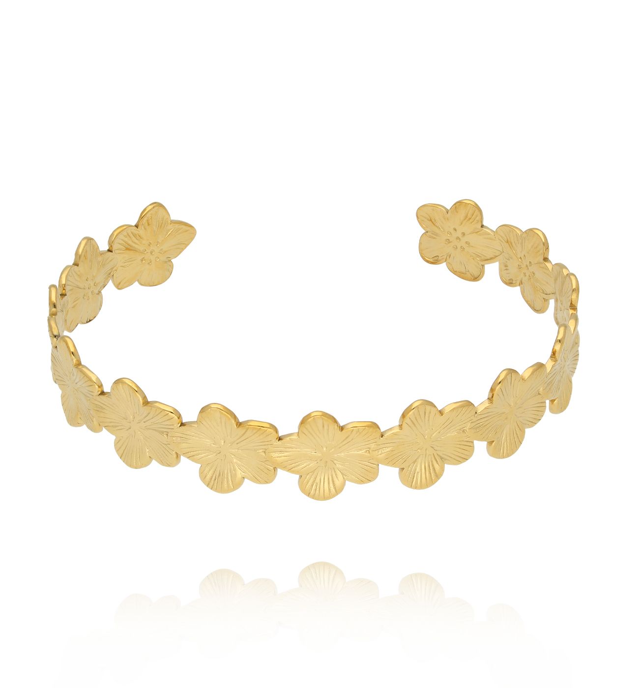 Bransoletka obręcz z kwiatami złota BSY0491