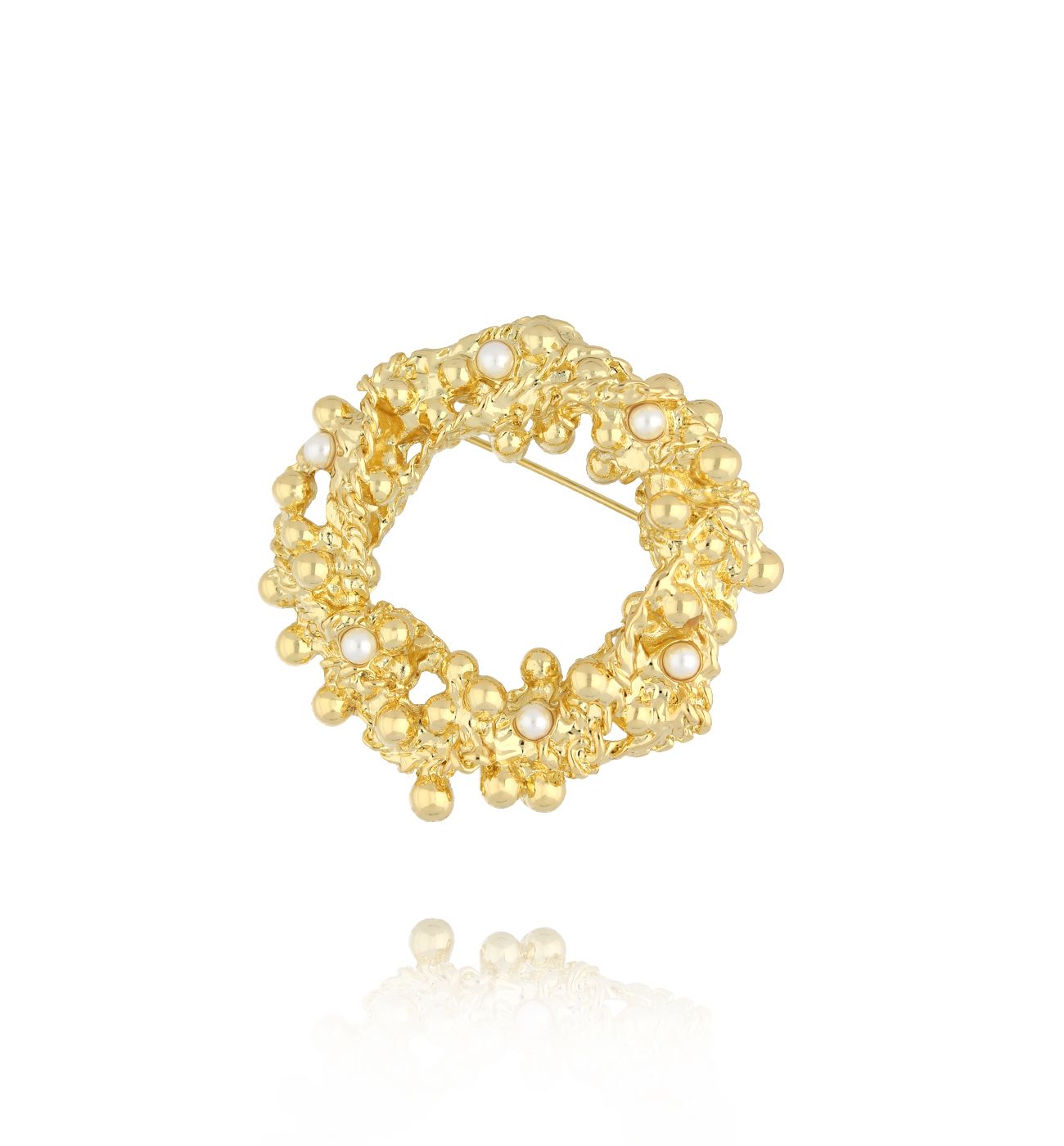 Broszka złota okrągła BRSS0260 - By Dziubeka