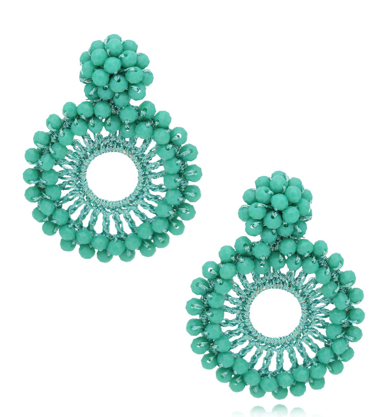 Kolczyki z kryształkami turkusowe Luminous KWE0022 - By Dziubeka