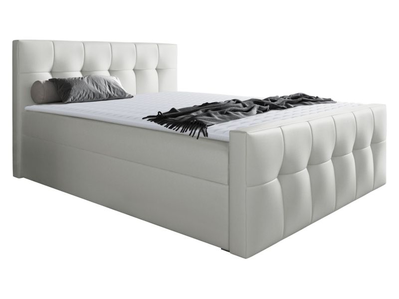 Łóżko kontynentalne MIRJAN 24 Malibu 200x200 biała ekoskóra 1 szt.