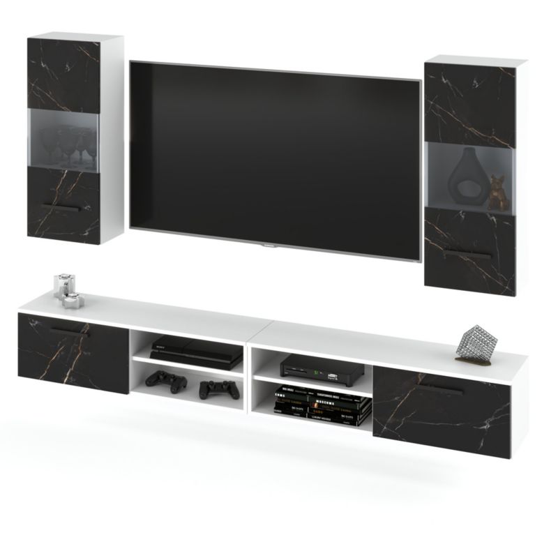 Meblościanka Hurtownia-Mebli 4 Drzwi Bandle 240cm Biały Mat San Sebastian 240x40x135 cm 1szt.